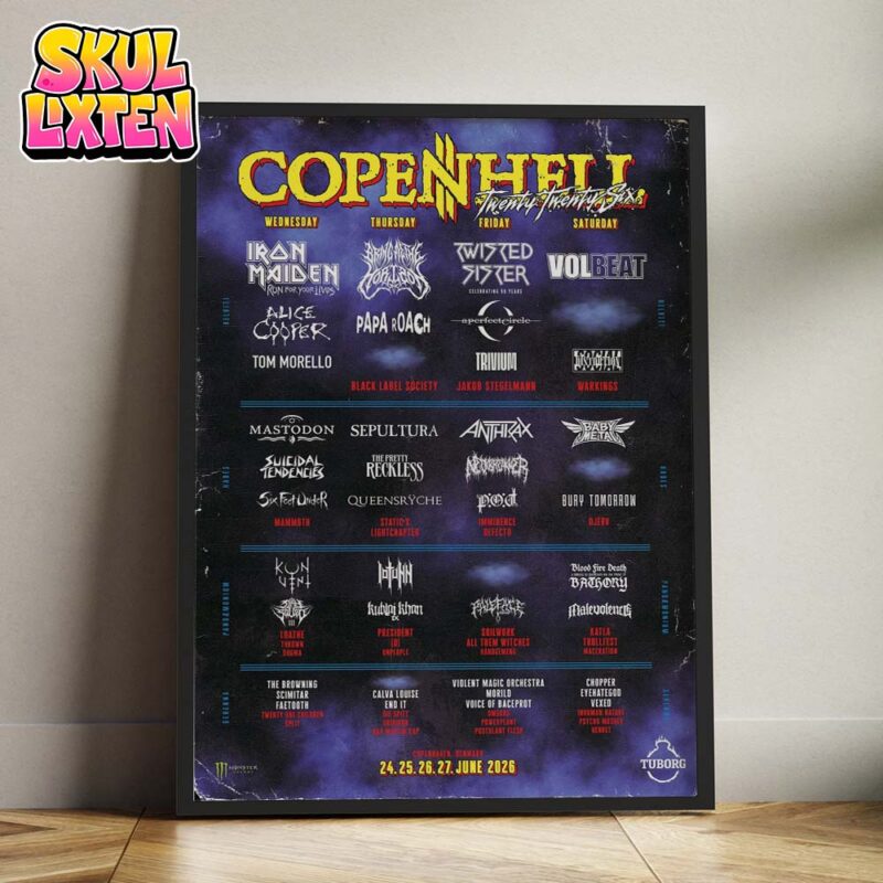 COPENHELL 2026 Festival Lineup Poster Copenhagen Denmark June 24–27 2026 Home Decor Poster Canvas