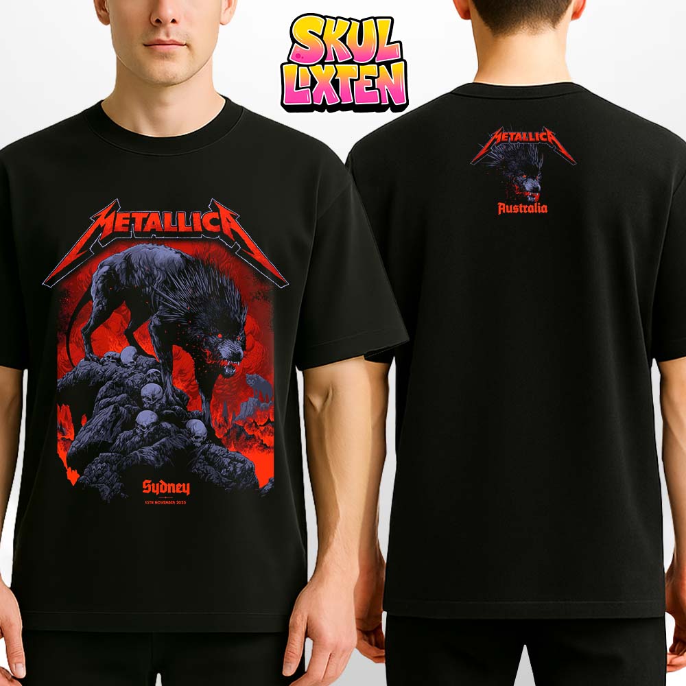 Metallica M72 Sydney Pop-Up Shop Merch Tee For World Tour 2025 At Accor Stadium In Sydney Olympic Park On Saturday 15th November 2025 Two Sides Unisex T-Shirt Metallica M72 Sydney Pop-Up Shop Merch Tee For World Tour 2025 At Accor Stadium In Sydney Olympic Park On Saturday 15th November 2025 Two Sides Unisex T-Shirt