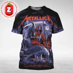 Metallica M72 Sydney Venues Poster For Accor Stadium In Sydney Australia On November 15th 2025 Reaper And Vultures Artwork All Over Print Shirt